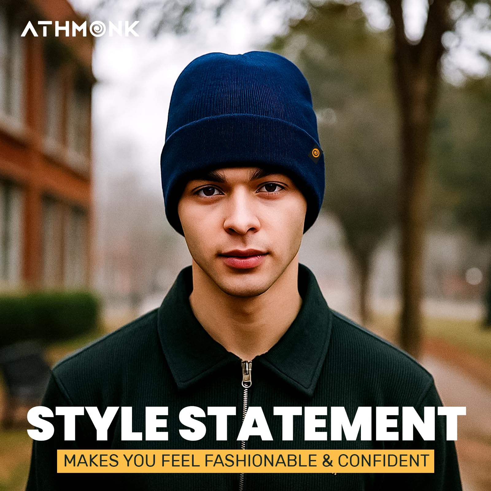 Athmonk Winter Woolen Beanie Cap for Men & Women | Warm Cuff Head Cap for Winters | Cold Weather Hat for Girls & Boys 100% Woollen Fabric Ultra Soft & Cozy | Garam Topi for Man